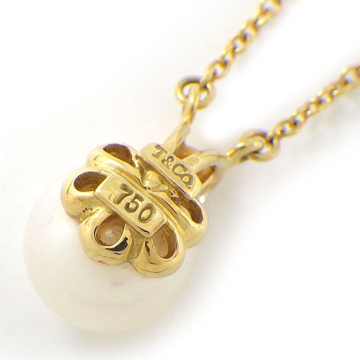 Tiffany & Co. 7mm Pearl & Diamond Necklace in 18K Yellow Gold