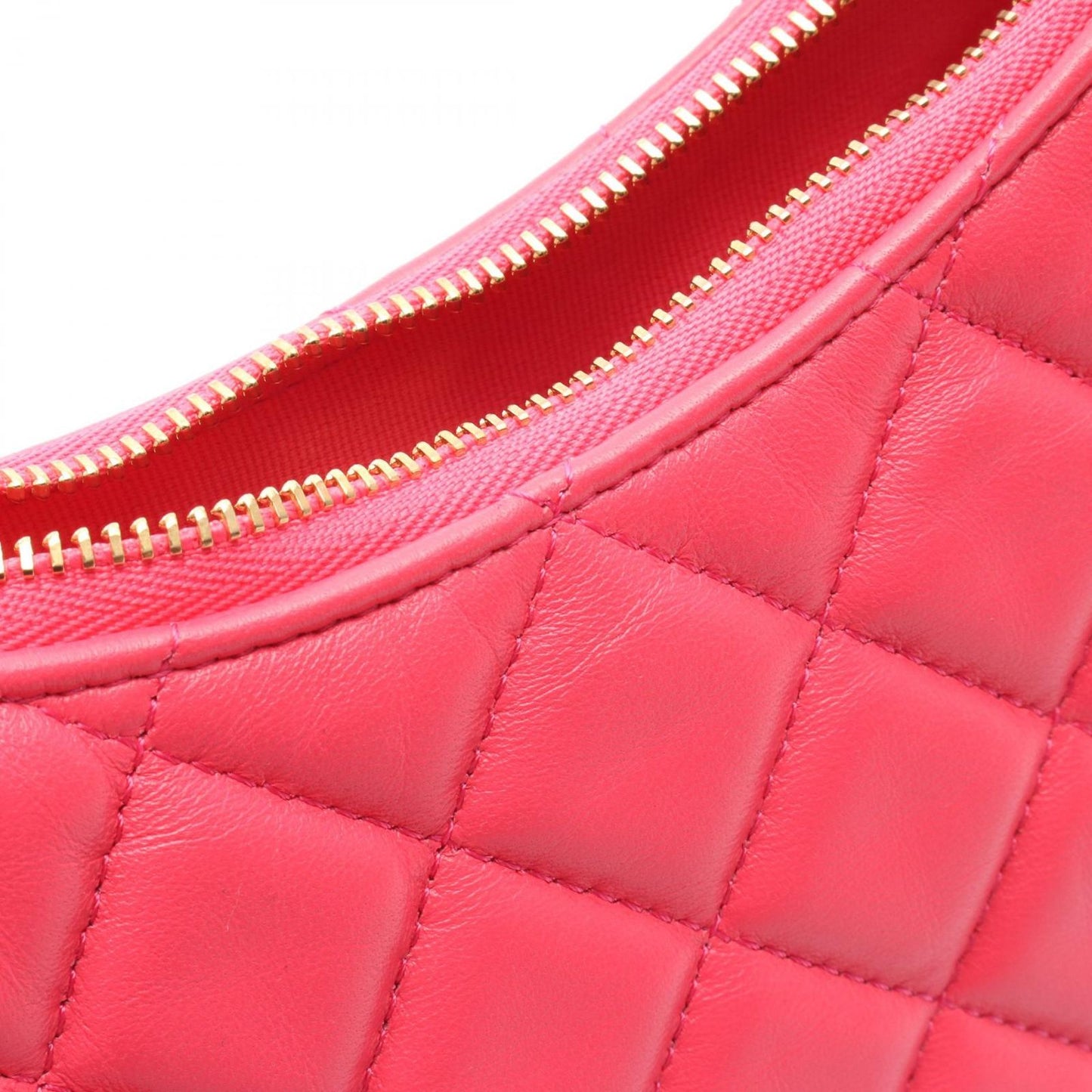 CHANEL Matelassé Half Moon Pink Leather Shoulder Bag