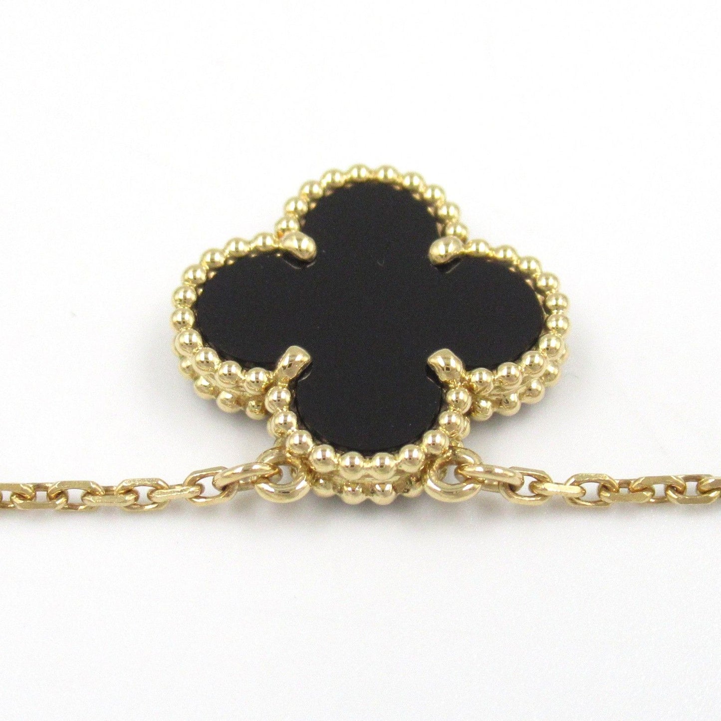 Van Cleef & Arpels Vintage Alhambra Onyx Necklace in 18K Yellow Gold