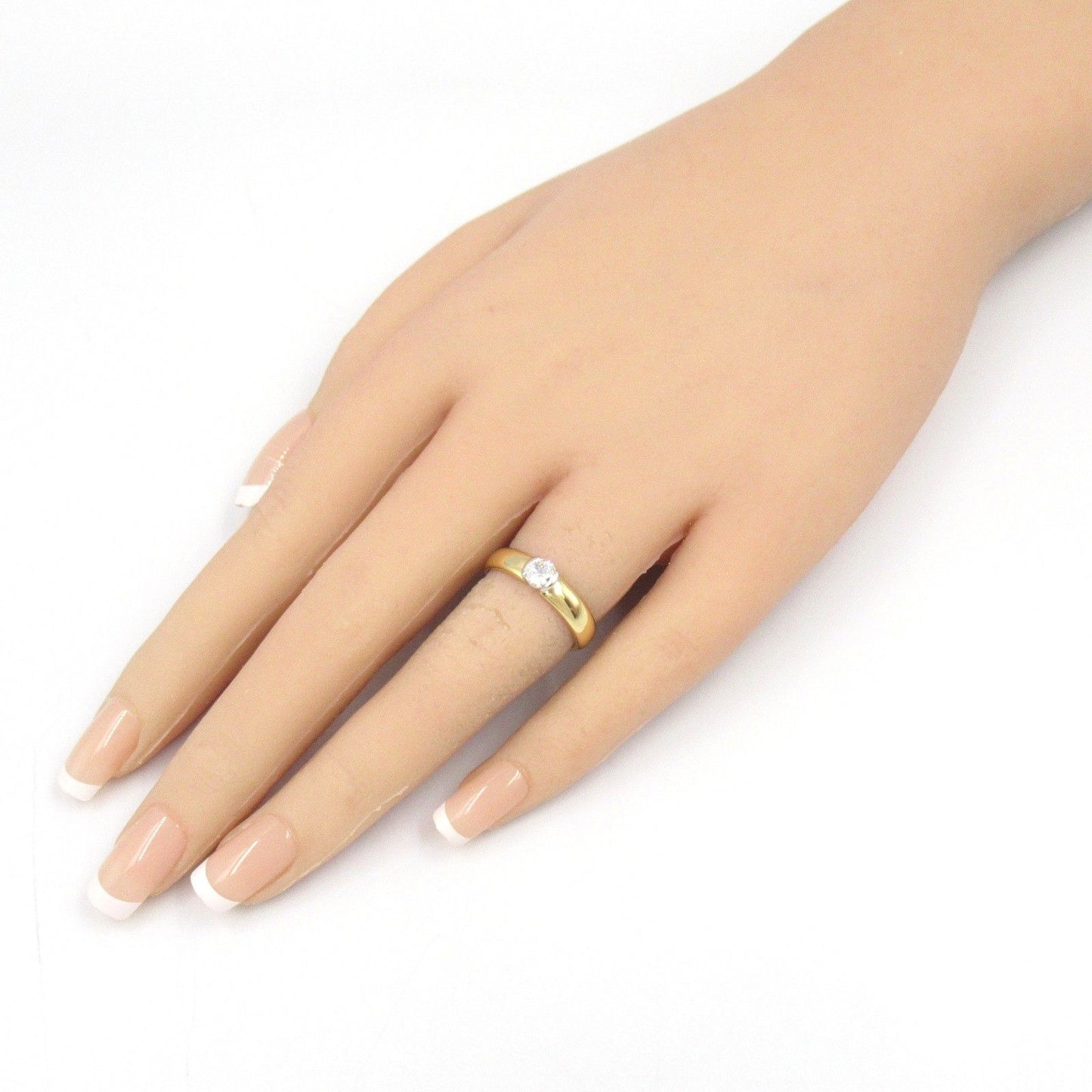 TIFFANY & CO 18K Yellow Gold & Platinum Solitaire Ring - Size 9