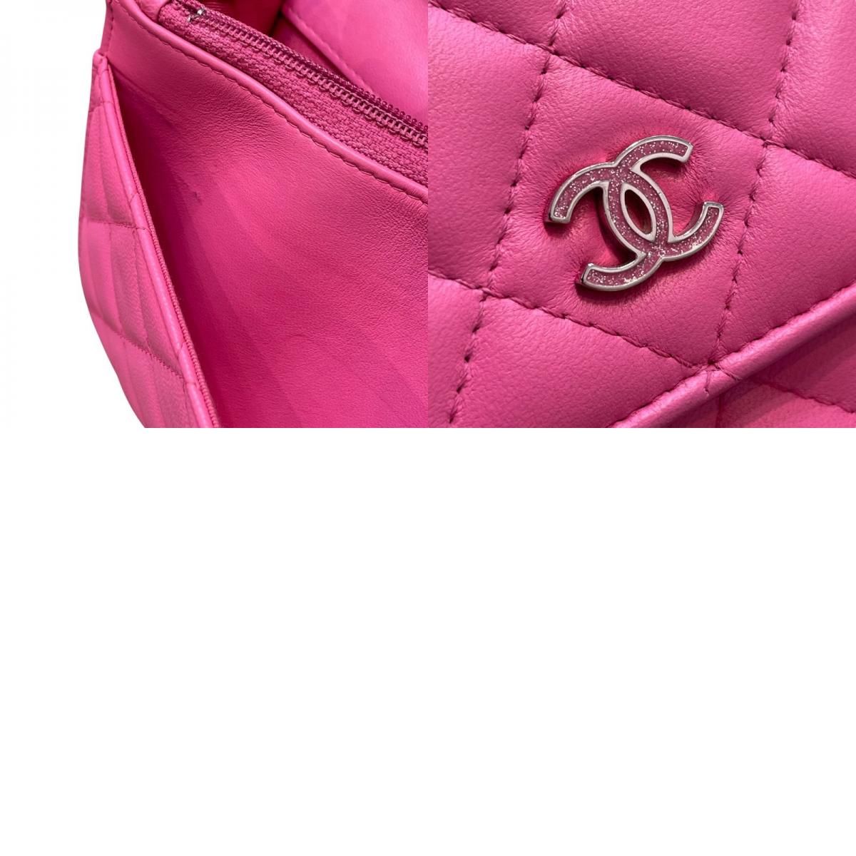 CHANEL Chain Wallet A33814 Pink Lambskin Shoulder Bag