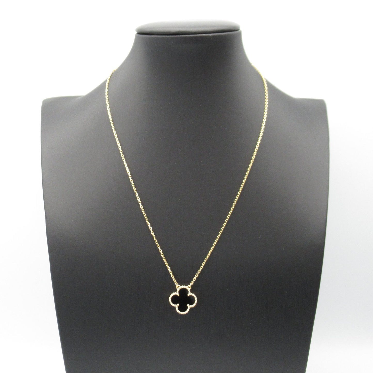 Van Cleef & Arpels Vintage Alhambra Onyx Necklace in Yellow Gold