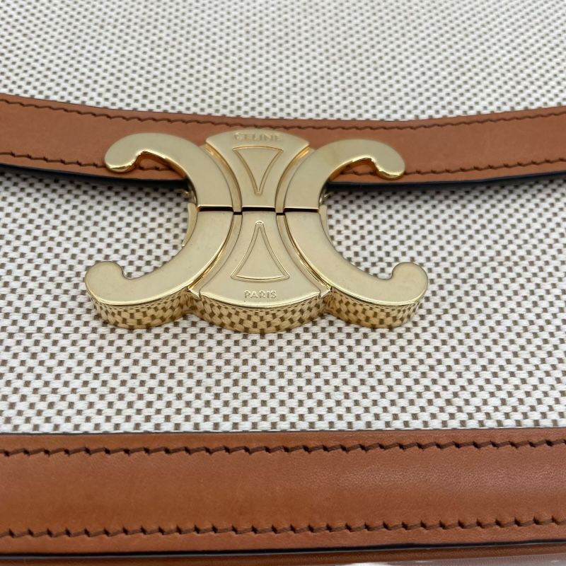 CELINE Classic Triomphe Bag in Natural Tan Textile - Timeless Elegance