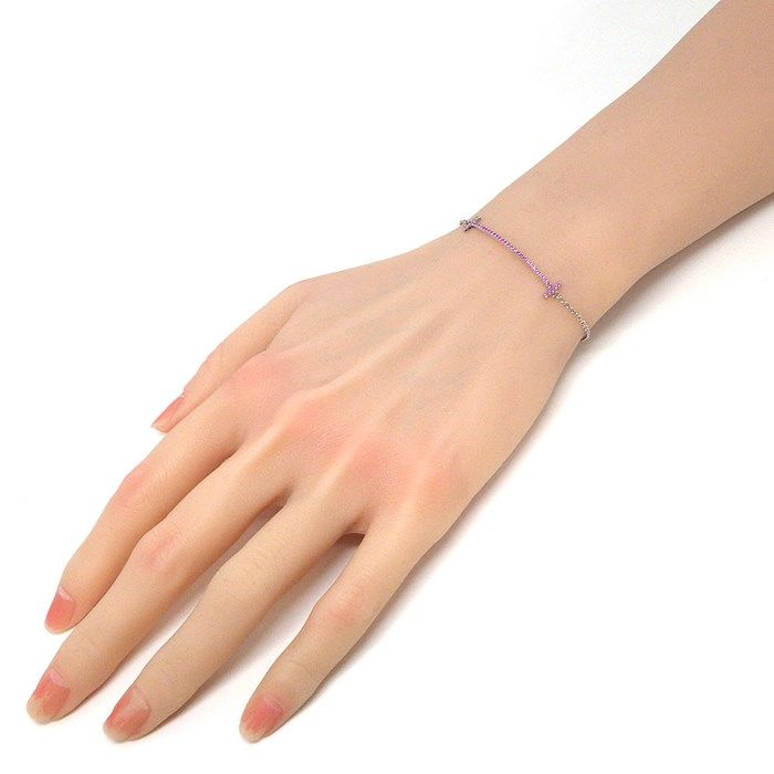 Tiffany & Co. T Smile Bracelet with Pink Sapphire in 18K White Gold