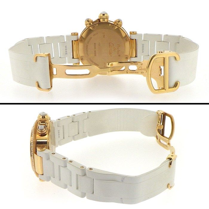 Cartier Pasha Sea Timer WJ130004 with Diamond Bezel & White Shell Dial