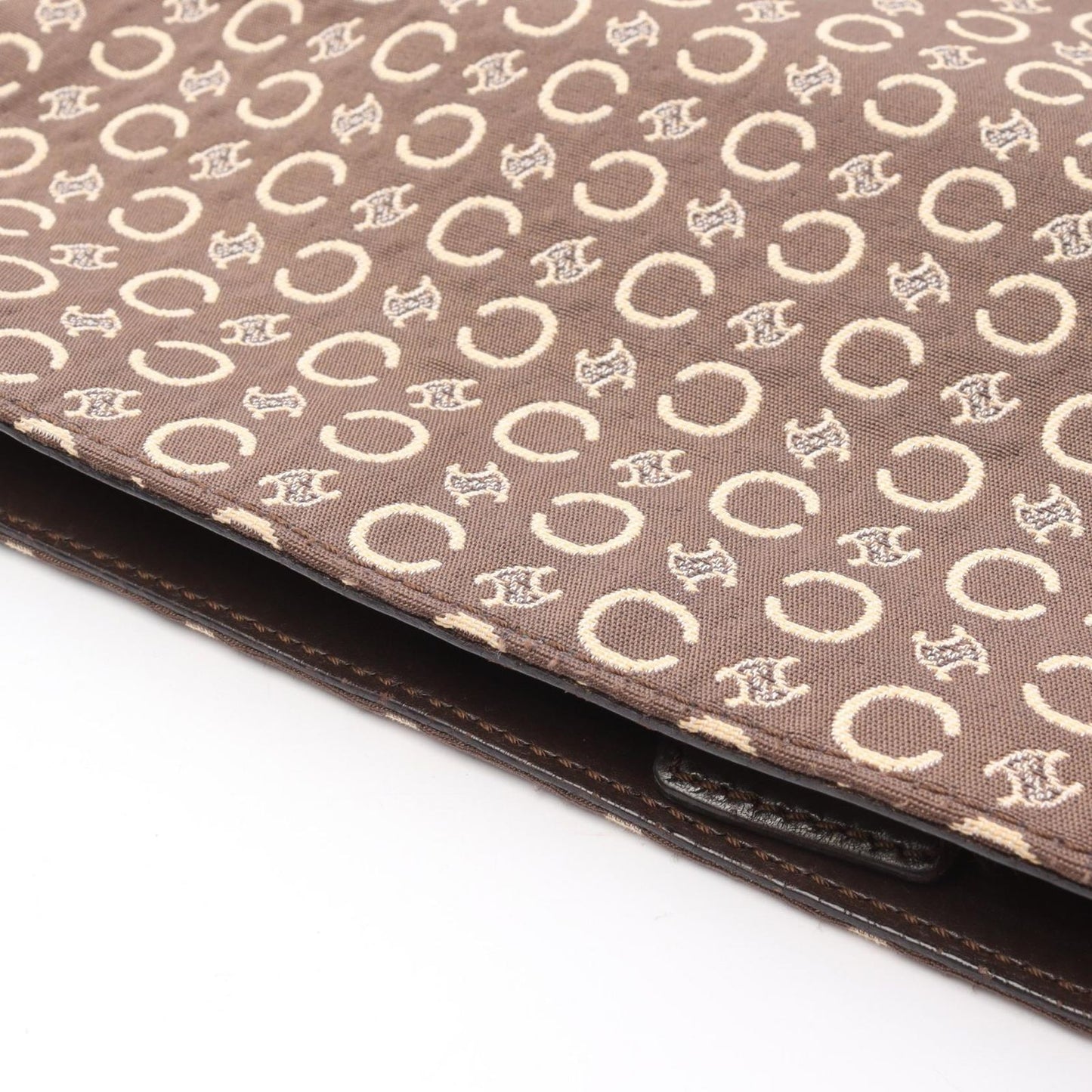 CELINE C Macadam Brown Canvas & Leather Shoulder Bag