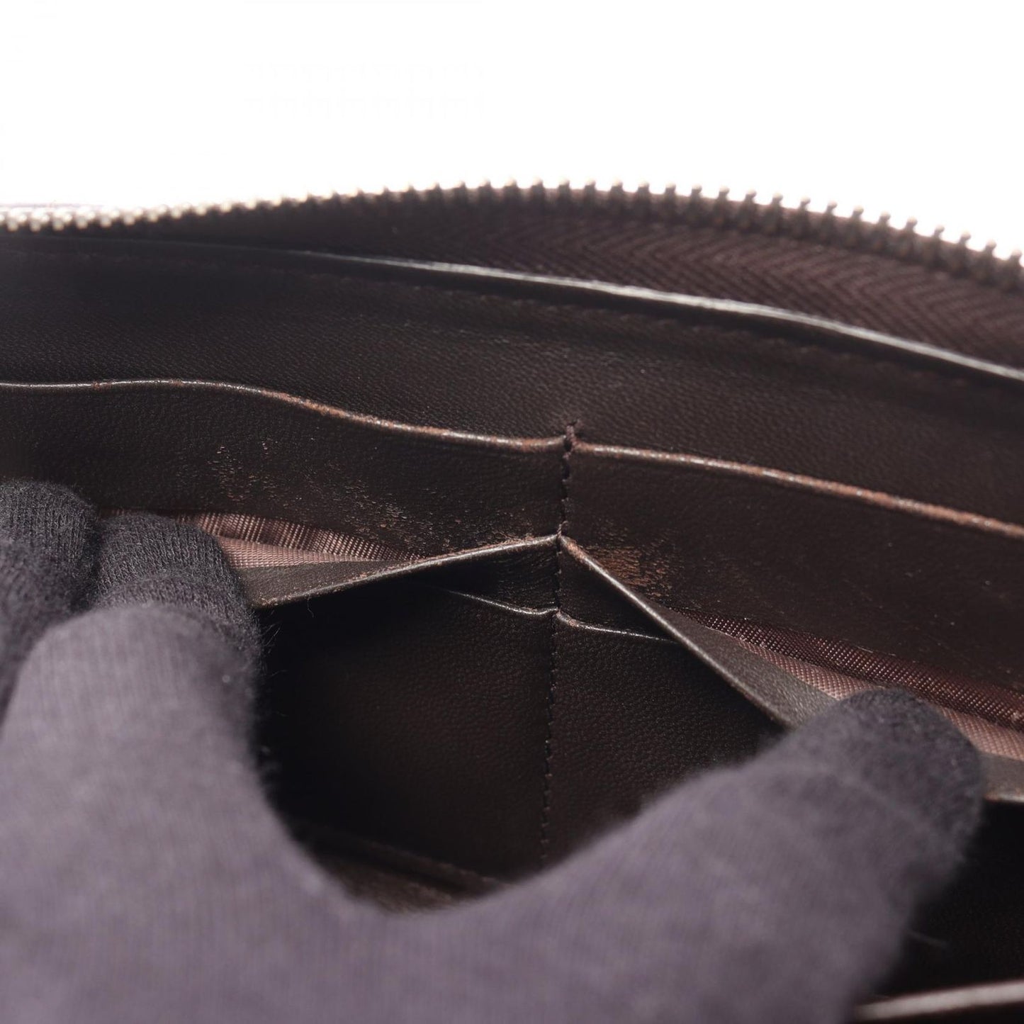 BOTTEGA VENETA Intrecciato Round Long Wallet in Dark Brown Leather