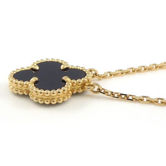 Van Cleef & Arpels Vintage Alhambra Necklace in Onyx & K18YG