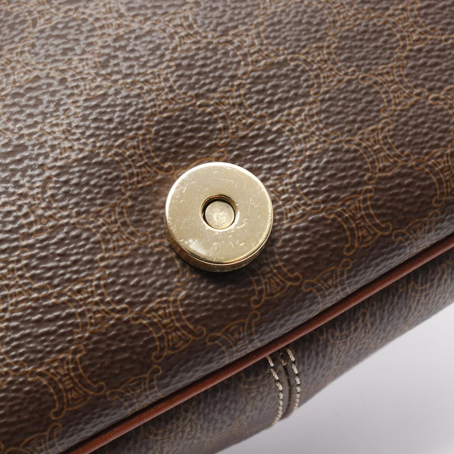 CELINE Macadam Shoulder Bag in Dark Brown PVC Coated Canvas