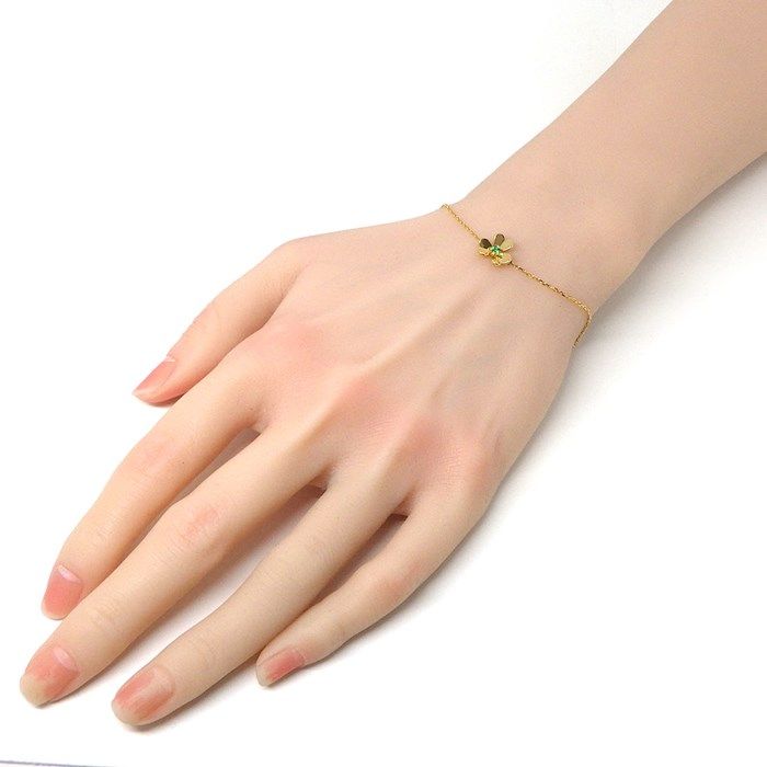 Van Cleef & Arpels Frivole Mini Bracelet with Emerald in 18K Yellow Gold