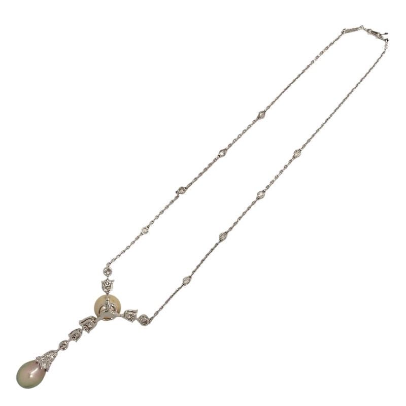 Cartier 2P Pearl Diamond Necklace in 750WG - Exquisite Elegance