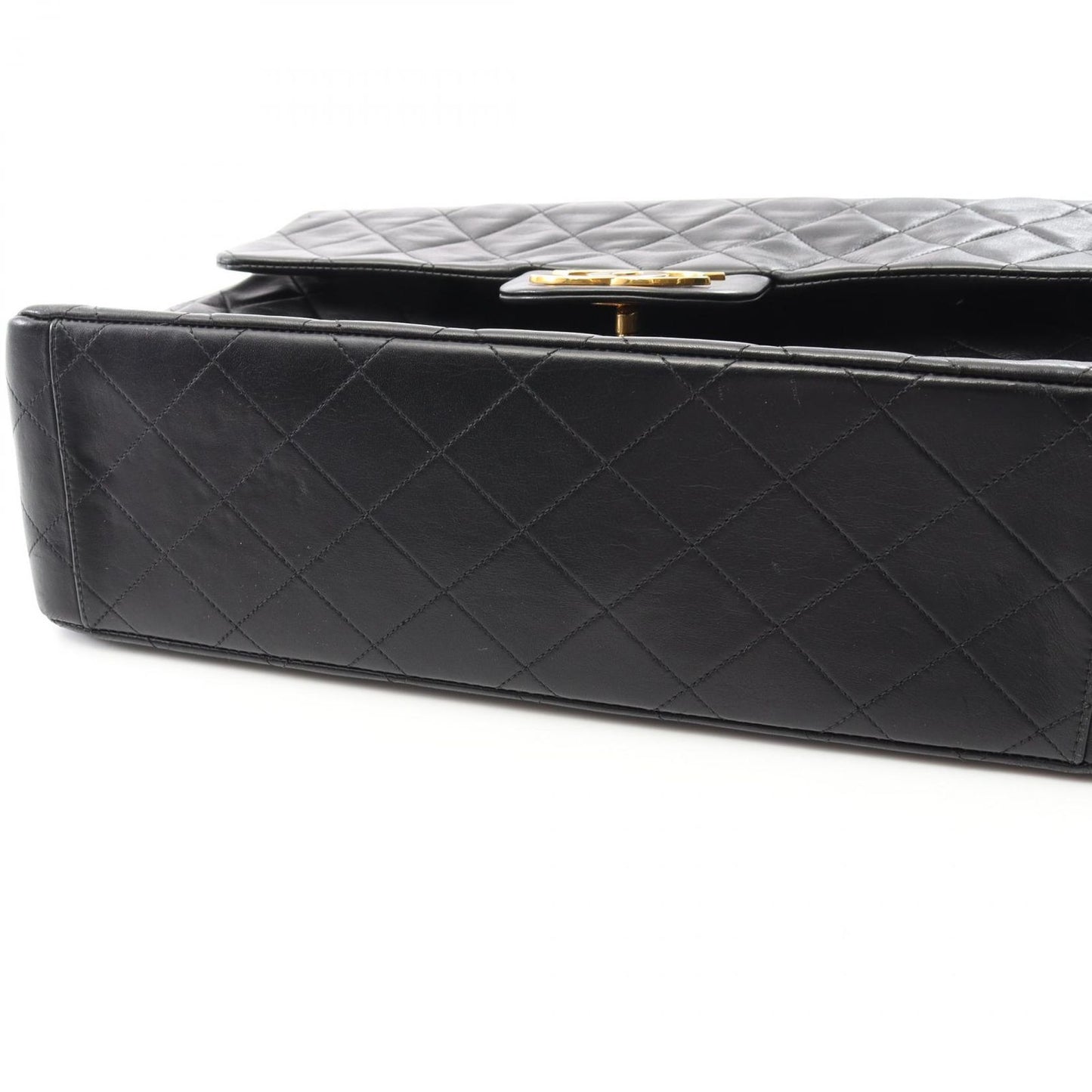CHANEL De Camellia 34 Shoulder Bag in Black Lambskin
