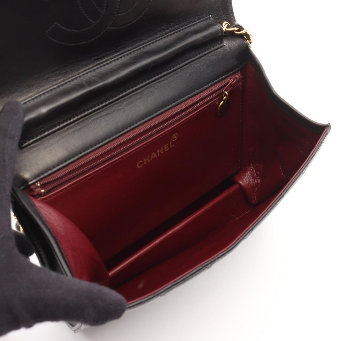 CHANEL Matelassé Single Flap Shoulder Bag in Black Lambskin