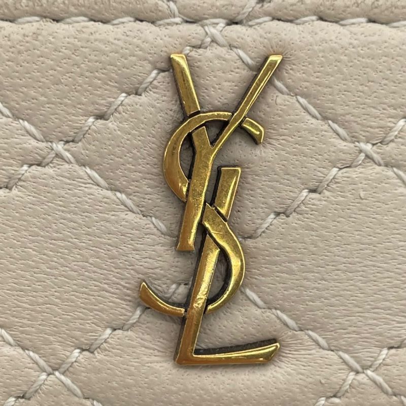 SAINT LAURENT Cream Leather Air Pods Case for Women