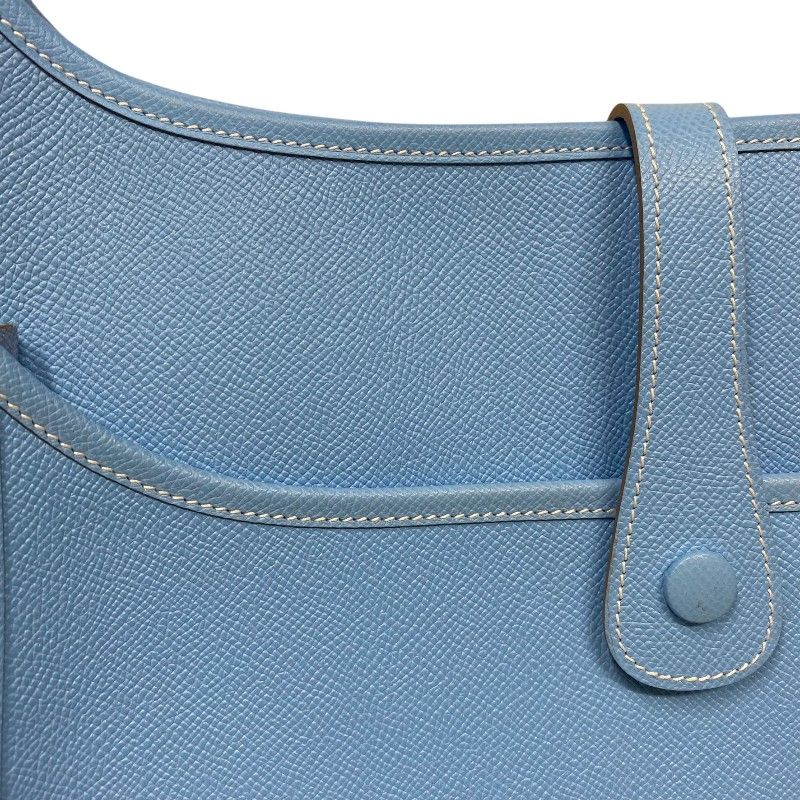 HERMES Evelyne III GM Celeste Shoulder Bag with Silver Hardware