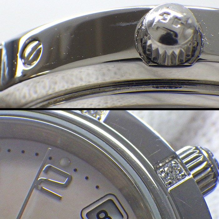 HERMES Clipper Nacre CL4.230 Diamond Bezel Pink Shell Dial Watch