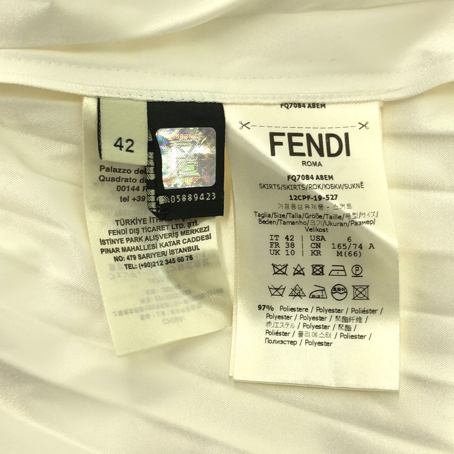 FENDI White Polyester Skirt - Elegant Design, Size EU 42