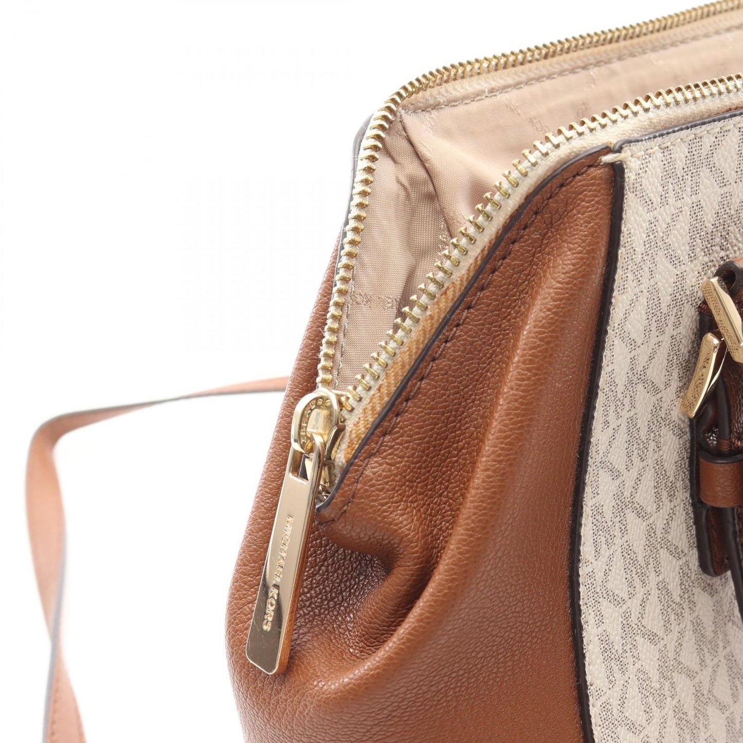 Michael Kors Charlotte MD Messenger Handbag - White/Brown