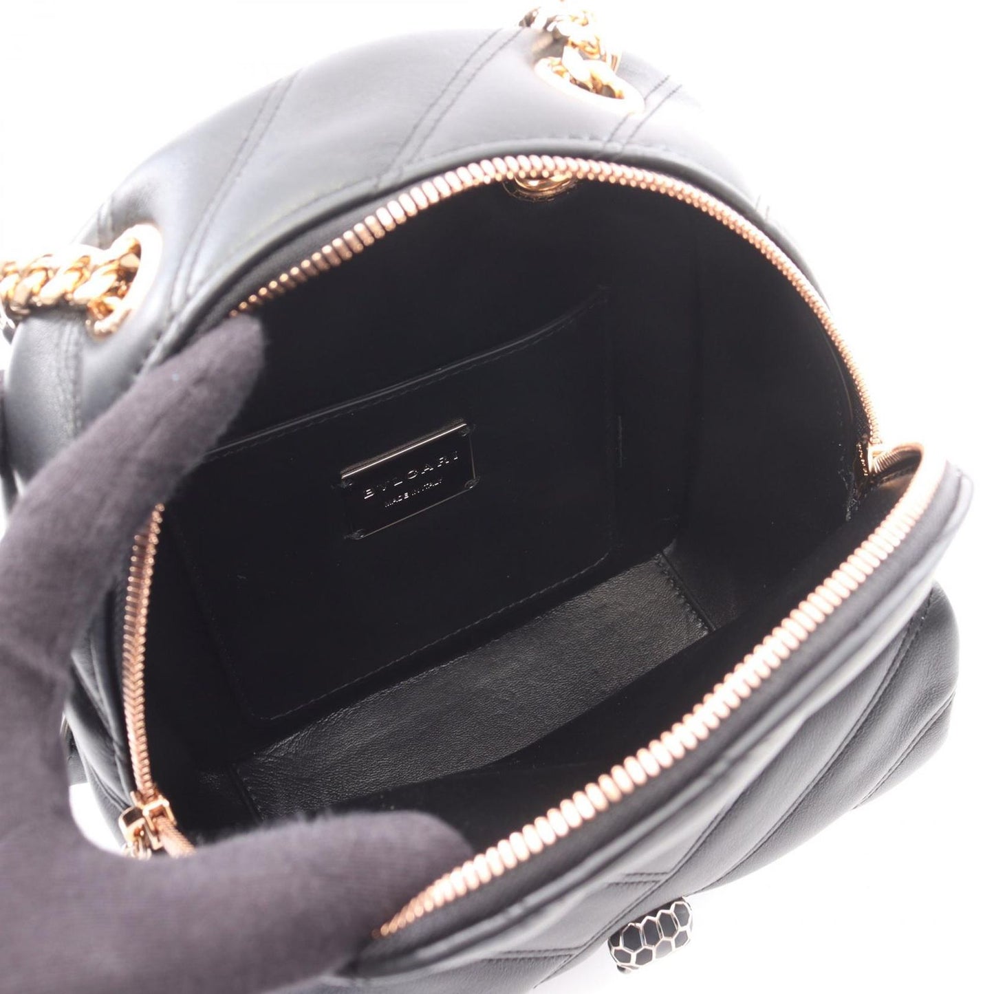 BVLGARI Serpenti Cabochon Black Leather Backpack - Exquisite Craftsmanship