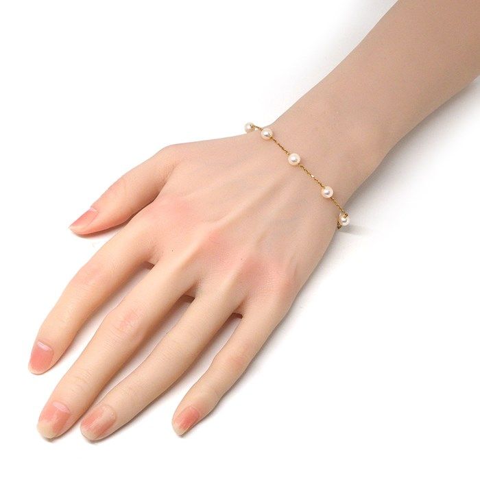 TASAKI 7-Point Pearl Station Bracelet in K18 Yellow Gold