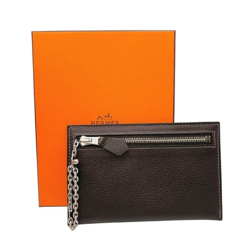 HERMES Zip Zap Porte-Cles ▫L (2008) Chocolat Evercalf Unisex Wallet