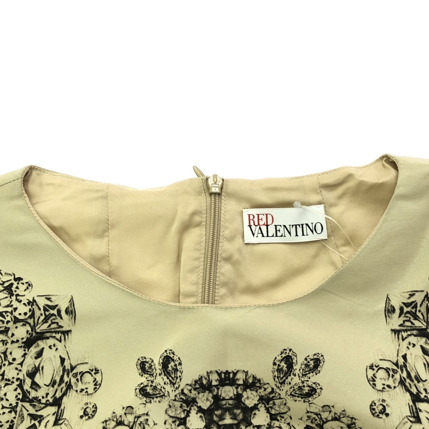 RED VALENTINO Beige & Black Sleeveless Dress - Timeless Elegance