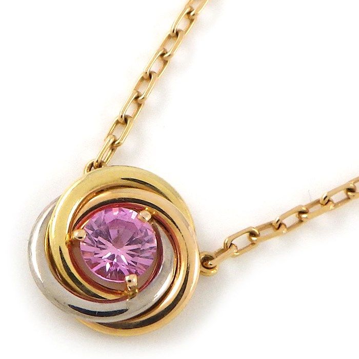 Cartier Baby Trinity Necklace with Pink Sapphire - 18K Gold