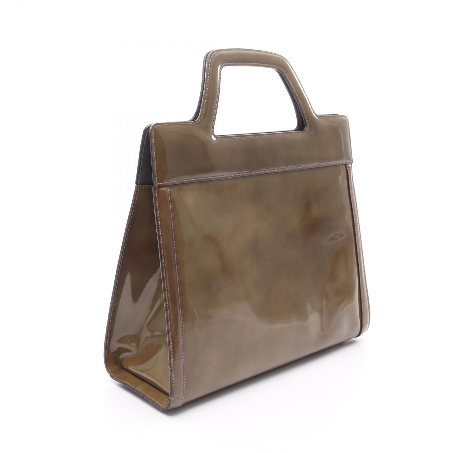 Salvatore Ferragamo Olive Enamel Handbag - Timeless Elegance