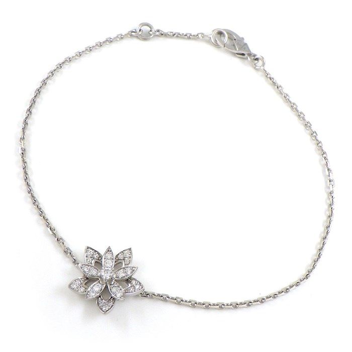 Van Cleef & Arpels Lotus Mini Bracelet in K18 White Gold with Diamonds