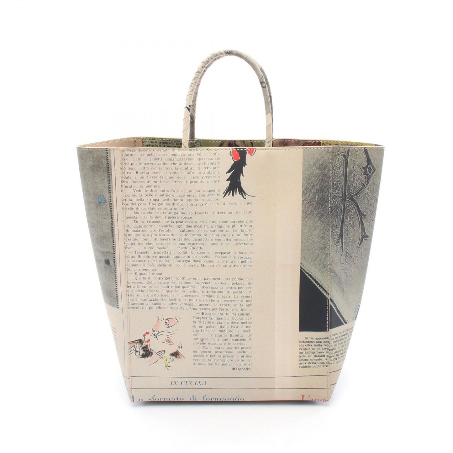 Bottega Veneta Multi-Color Leather Newspaper Tote Bag