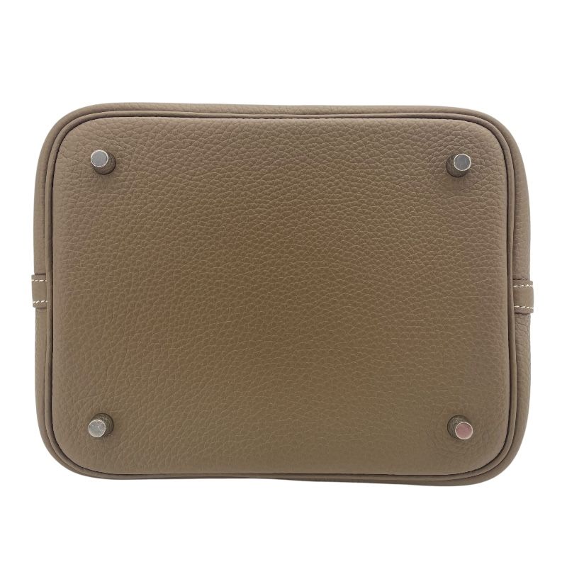 HERMES Picotin Lock MM Handbag in Etoupe with Silver Hardware