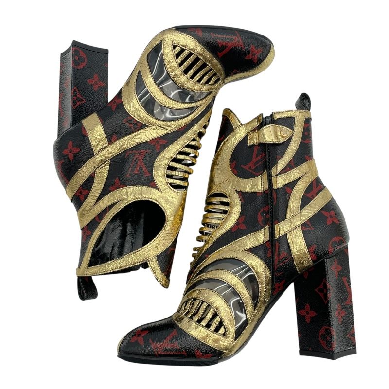 Louis Vuitton Queen of Hearts Monogram Infra Rouge Short Boots - Black