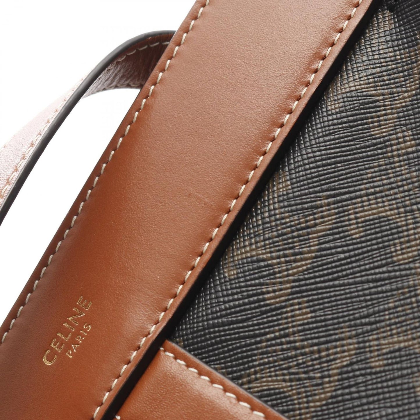 CELINE Teen Cabas Triomphe Shoulder Bag - Black/Brown PVC Canvas