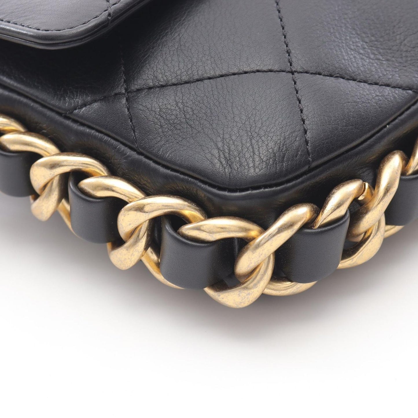 CHANEL Matelassé Small Flap Shoulder Bag in Black Lambskin