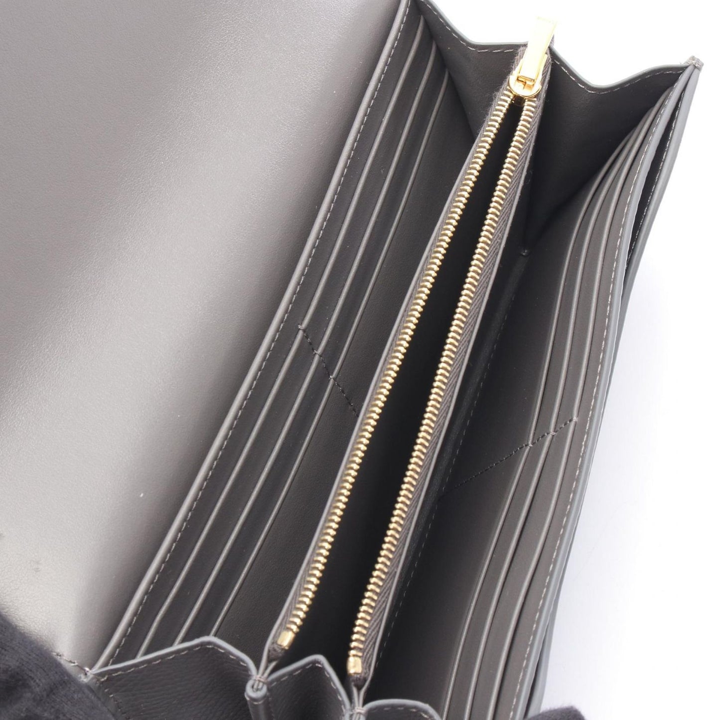 CELINE Charcoal Gray Leather Large Flap Wallet - Timeless Elegance