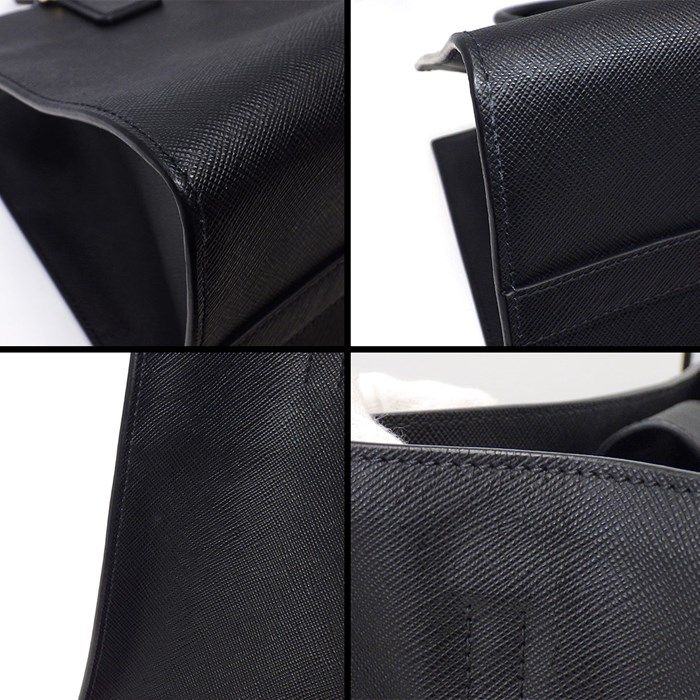 PRADA Saffiano Leather Handbag 1BA118 in Black with Gold Accents
