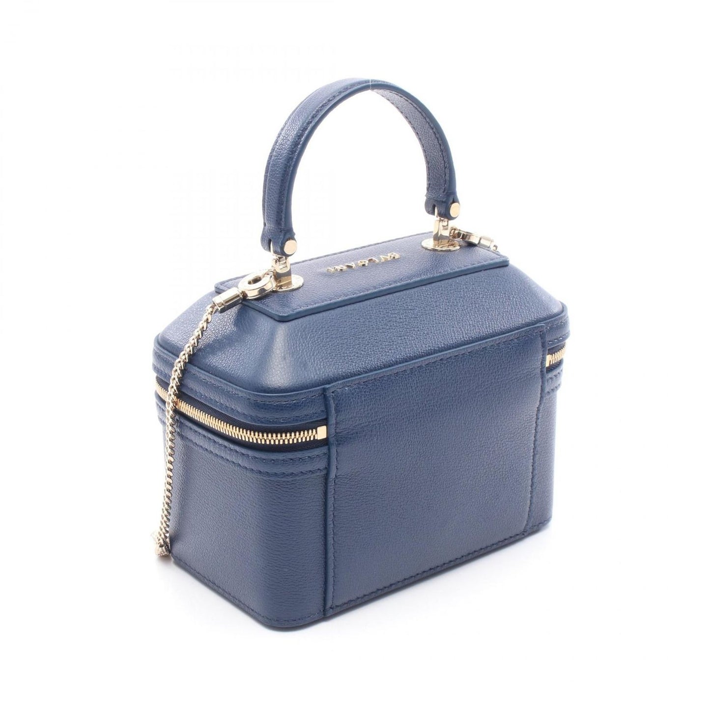 BVLGARI Serpenti 2-Way Vanity Bag in Navy Leather