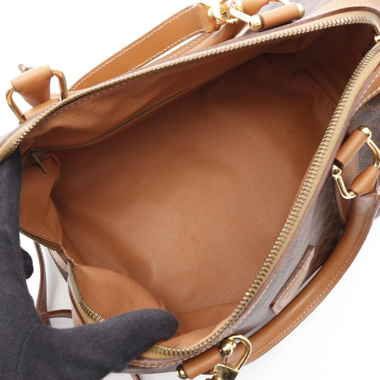 CELINE Macadam 2-Way Boston Bag in Dark Brown PVC Canvas