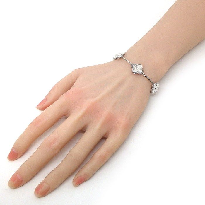 Van Cleef & Arpels Vintage Alhambra 5 Motif Bracelet in K18 White Gold