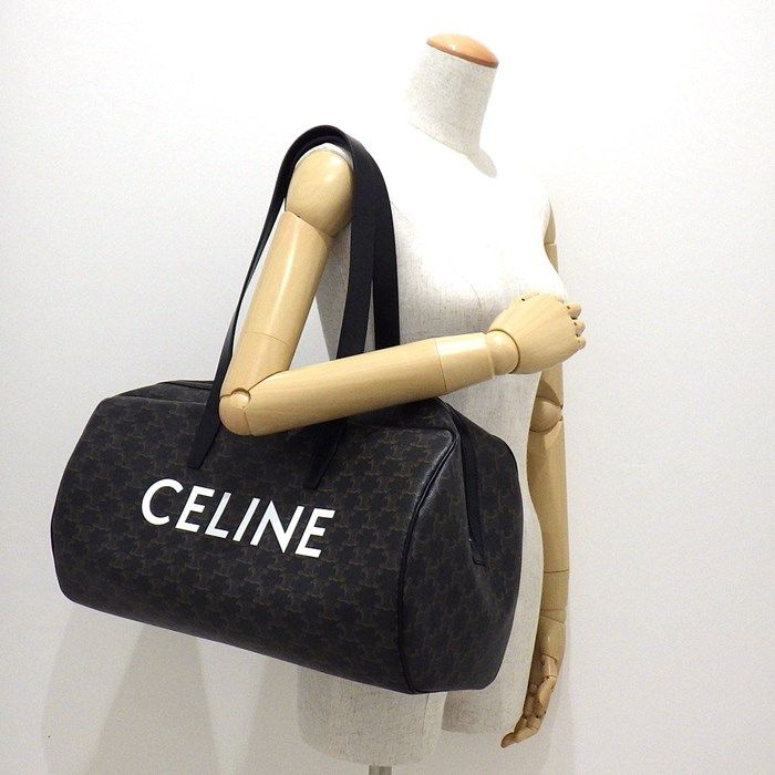 CELINE Black Trionf Canvas Duffle Bag - Timeless Elegance