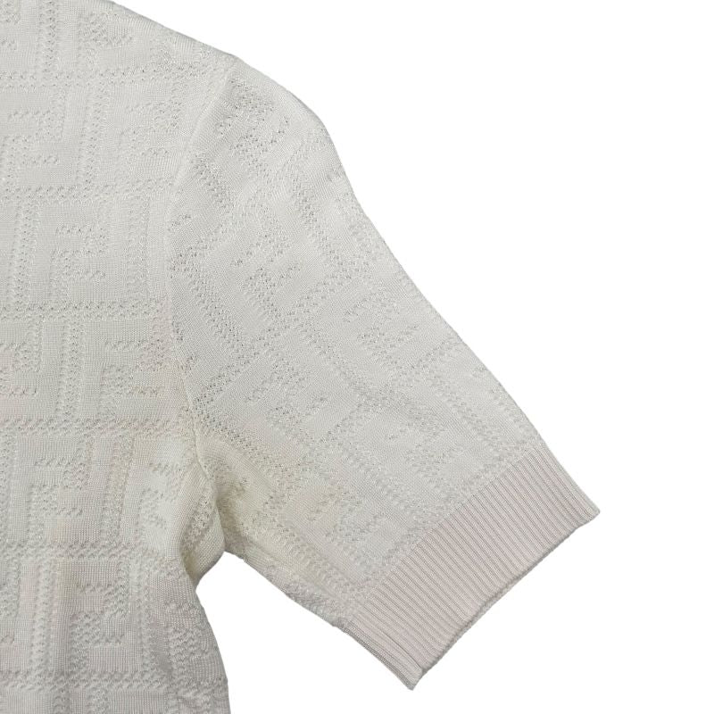 Fendi FF Pattern Knit T-Shirt - White Cotton, Women's Size 36