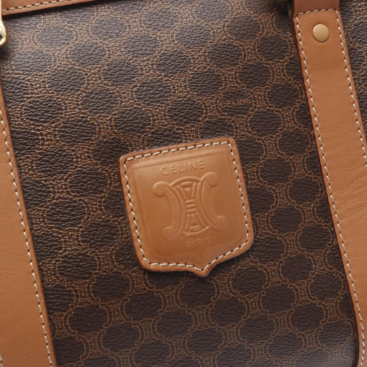 CELINE Macadam 2-Way Boston Bag in Dark Brown PVC Canvas