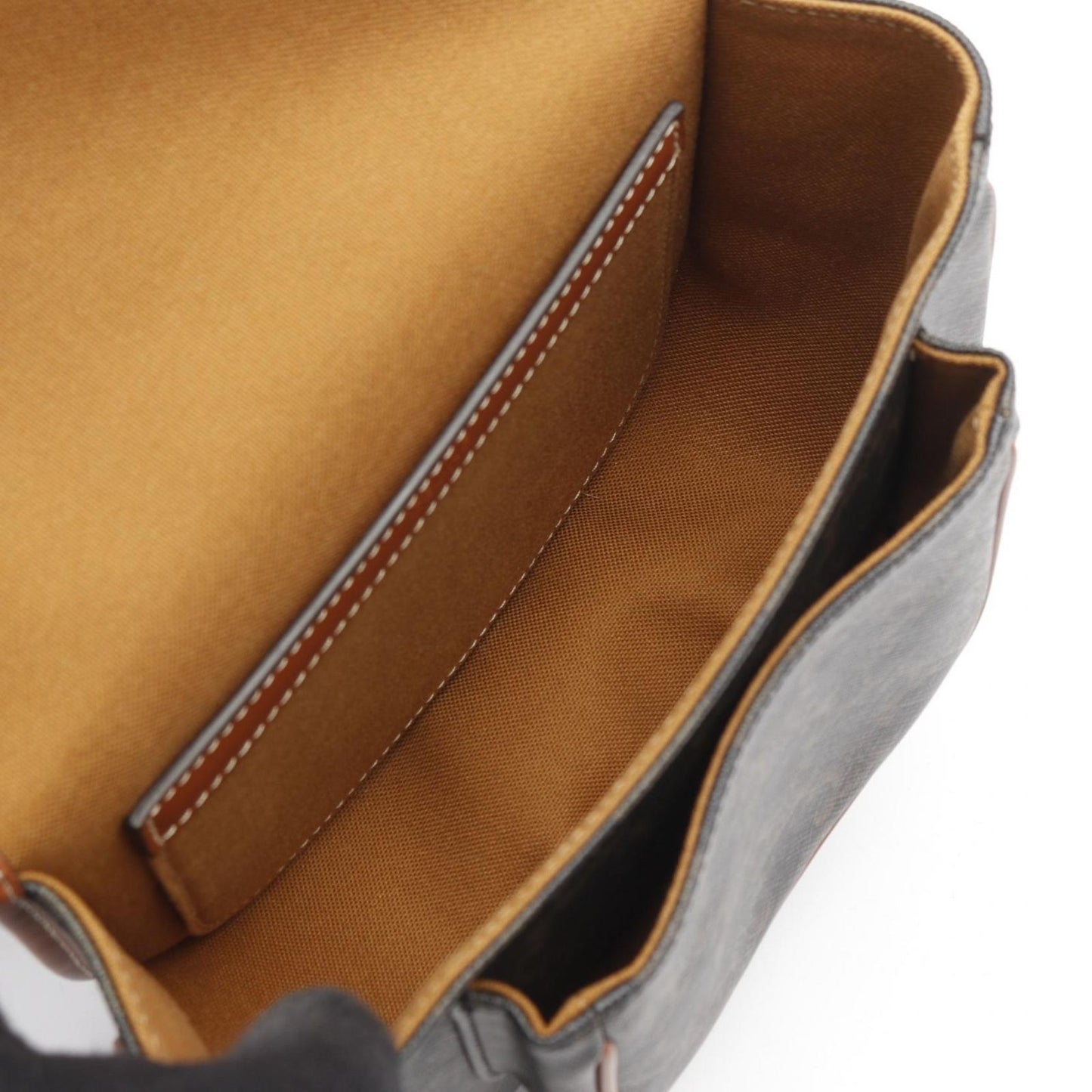 CELINE Falco Medium Shoulder Bag in Black/Brown PVC Canvas