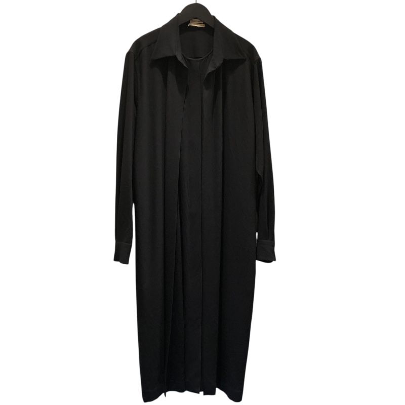 HERMES Layered Shirt Dress in Black Wool - Size 40