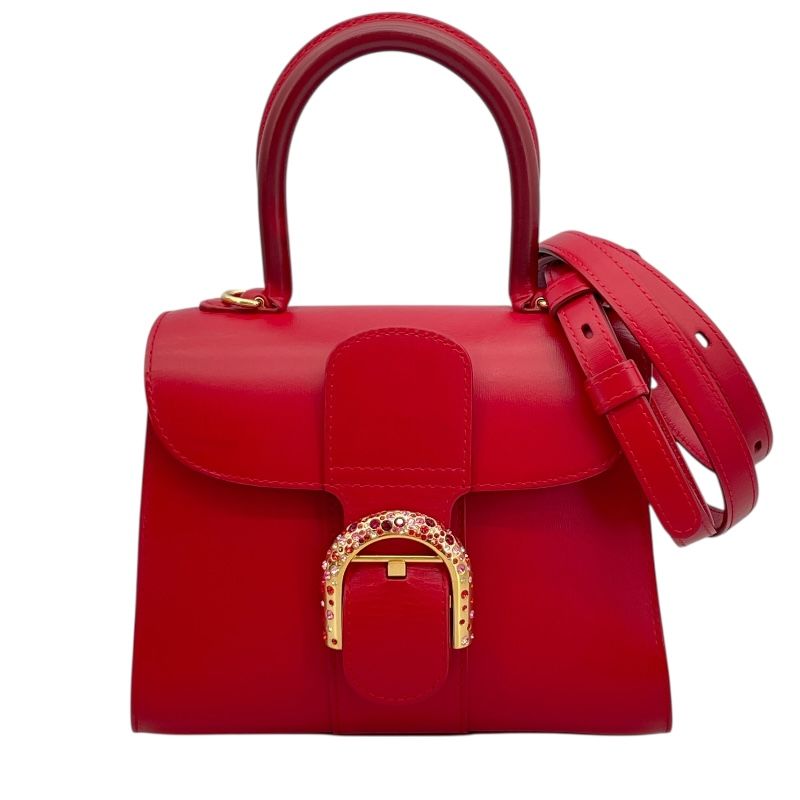 DELVAUX Brillant Mini Red Handbag with Rhinestones & Leather