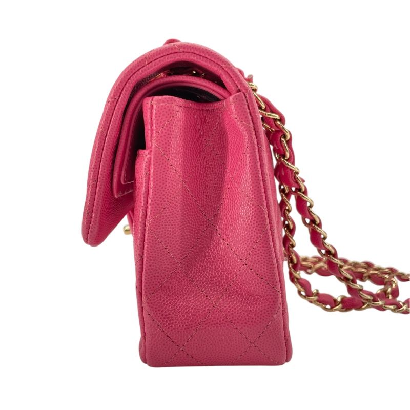 CHANEL Matelassé 25 Pink Caviar Skin Shoulder Bag with Gold Hardware