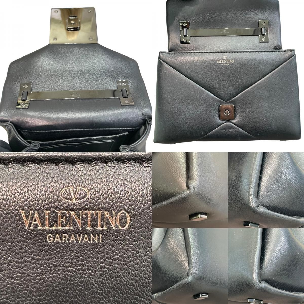 Valentino One Studs 2-Way Handbag in Black Nappa Leather