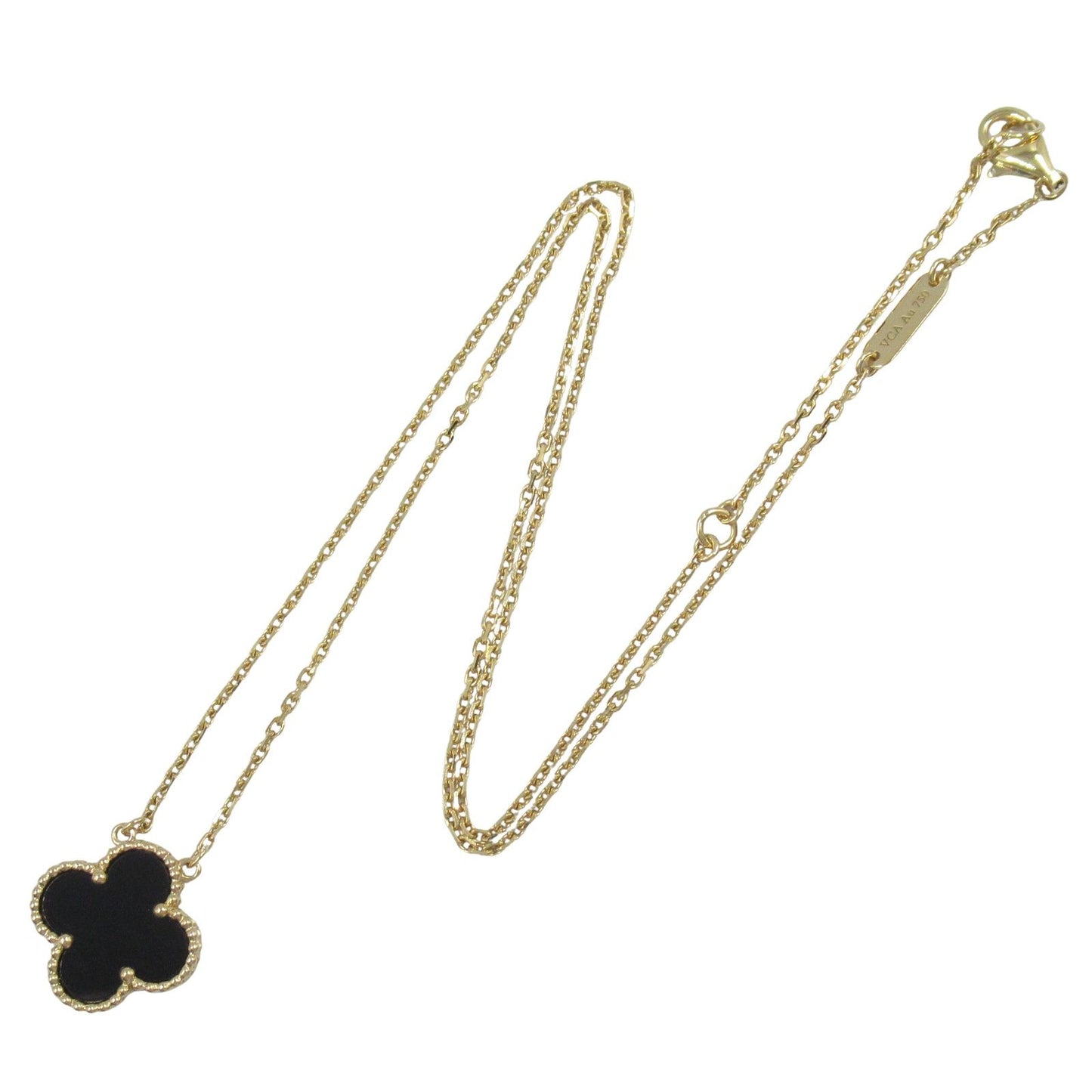 Van Cleef & Arpels Vintage Alhambra Onyx Necklace in 18K Yellow Gold