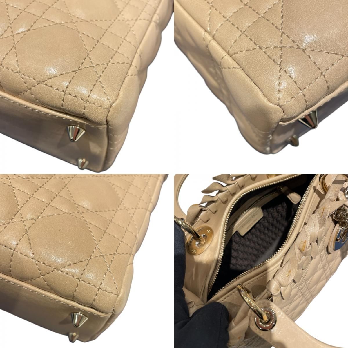 Christian Dior Lady Dior Medium Handbag in Beige Lambskin