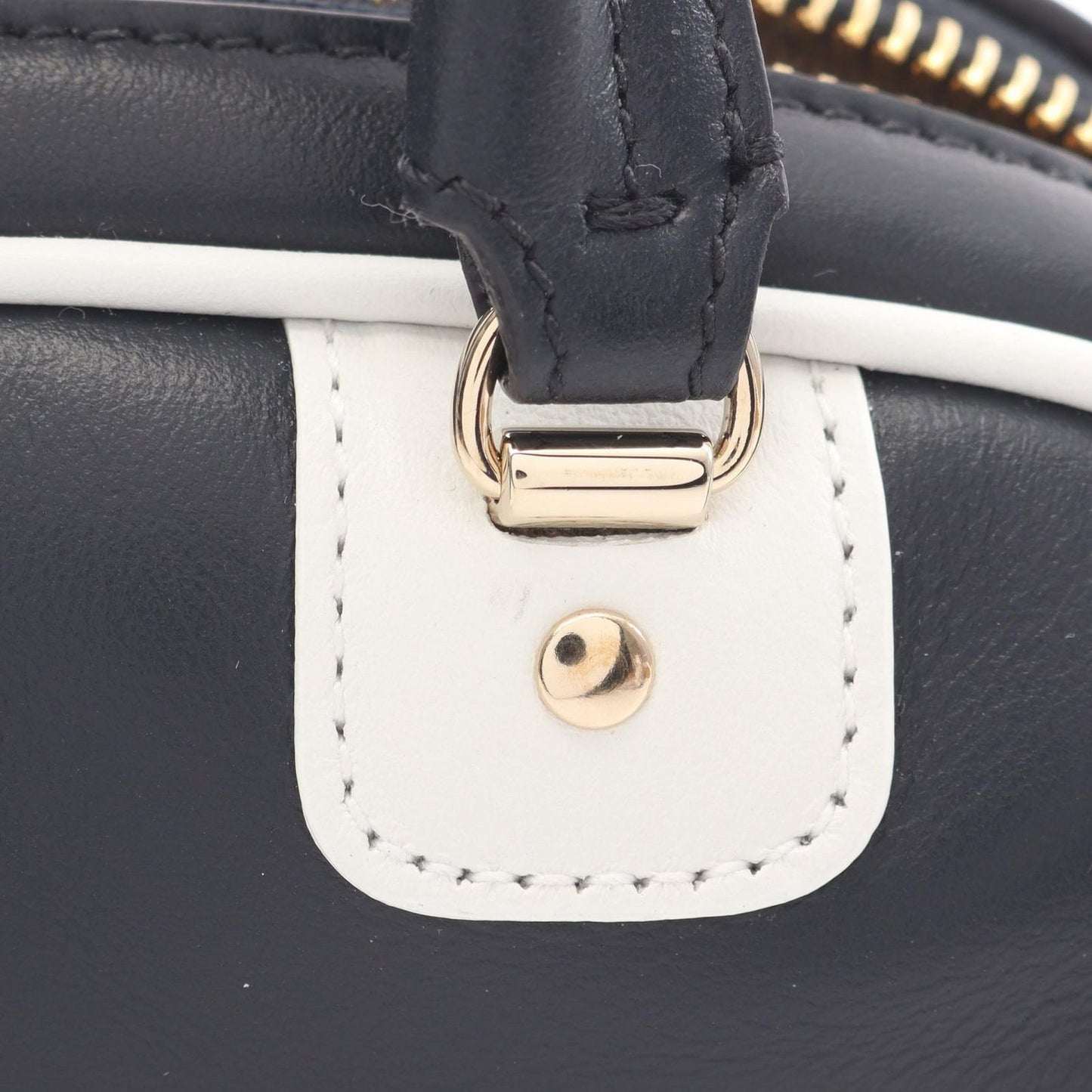 Dior VIBE Mini Bowling Bag in Navy/White Leather - Exquisite Craftsmanship
